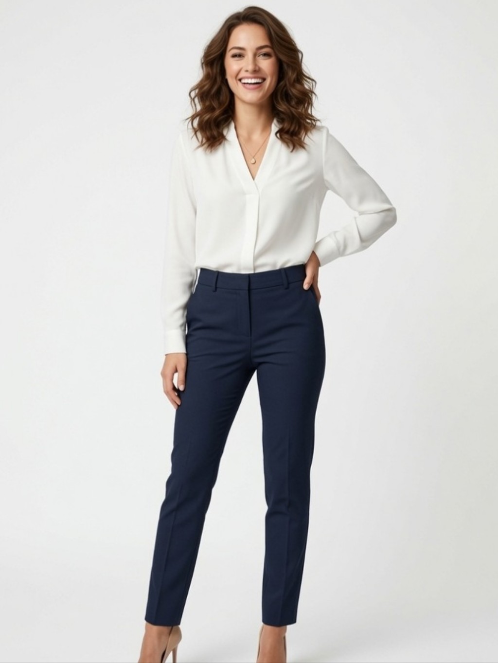Loft Navy Straight-Leg Cotton Blend Marisa Skinny Pants (Size:10)